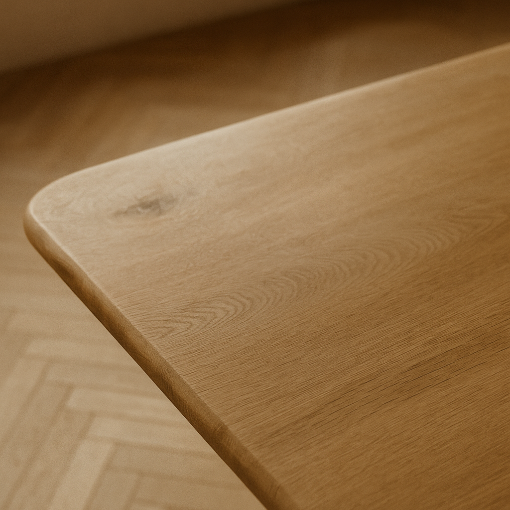 white oak table close up