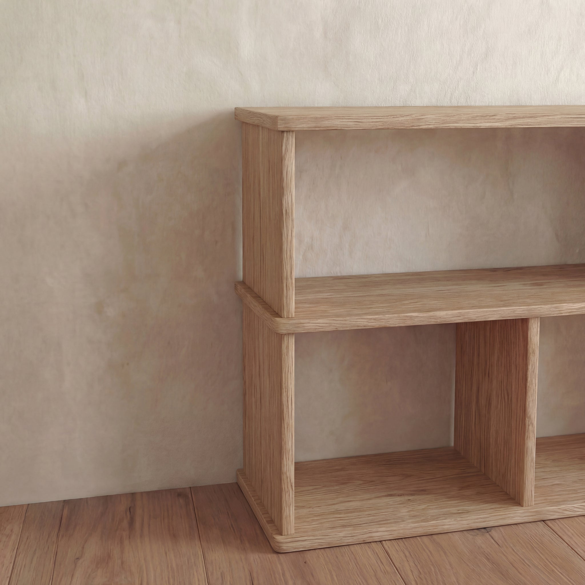 white oak tv stand details