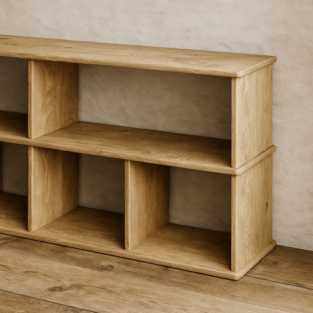 65 inch white oak tv stand side view