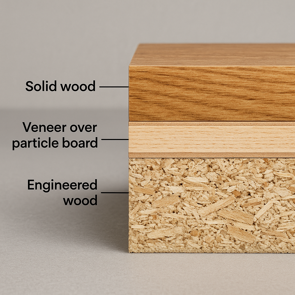 A cross section of different wood types